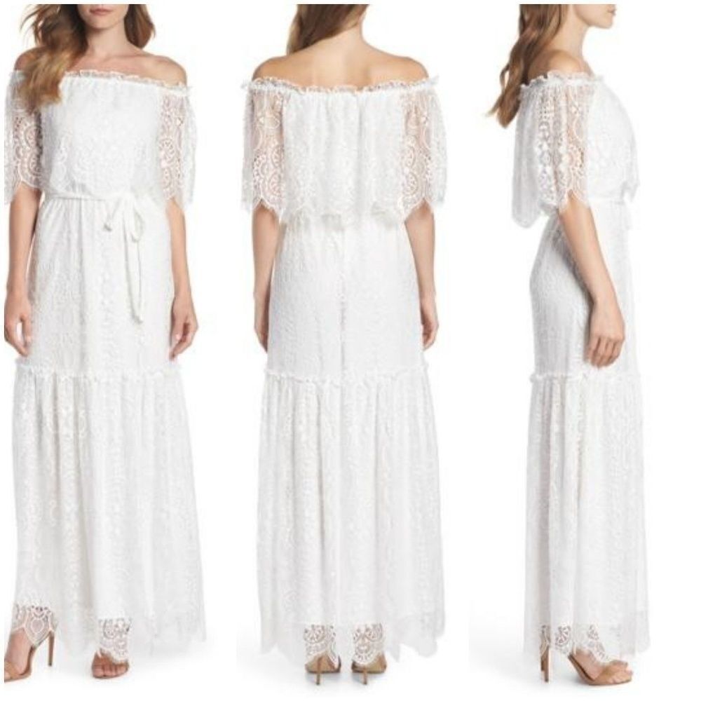 Charles Henry Lace Popover Maxi Dress sz Small